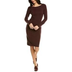 NWT Theory Boatneck Merlot 100% Cashmere Sweater Dress Sz Large Long Sleeve Midi